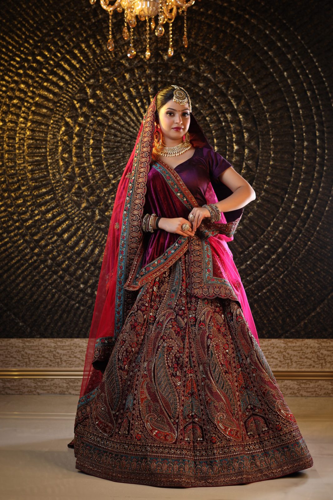 Wine Purple Sequin Lehenga image 1