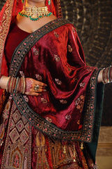 Mahogany Red &amp; Mustard Maroon Lehenga image 2