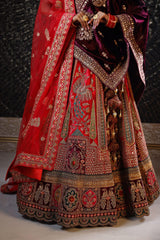 Scarlet Red Embroidered Motif Lehenga image 2