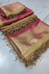 Banarasi Soft Glass Tissue Silk Saree Onion Pink image 2