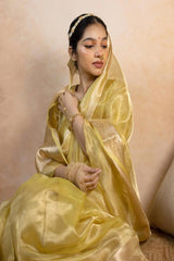 Banarasi Soft Glass Tissue Saree - Yellow image