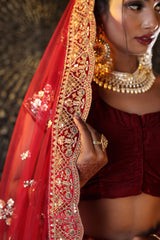 Rosewood Maroon Red Lehenga image 2
