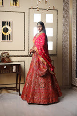 Amber Red Banarasi Lehenga image 3
