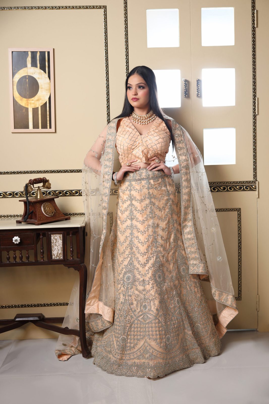 Crayola Peach Sequin Lehenga image 0
