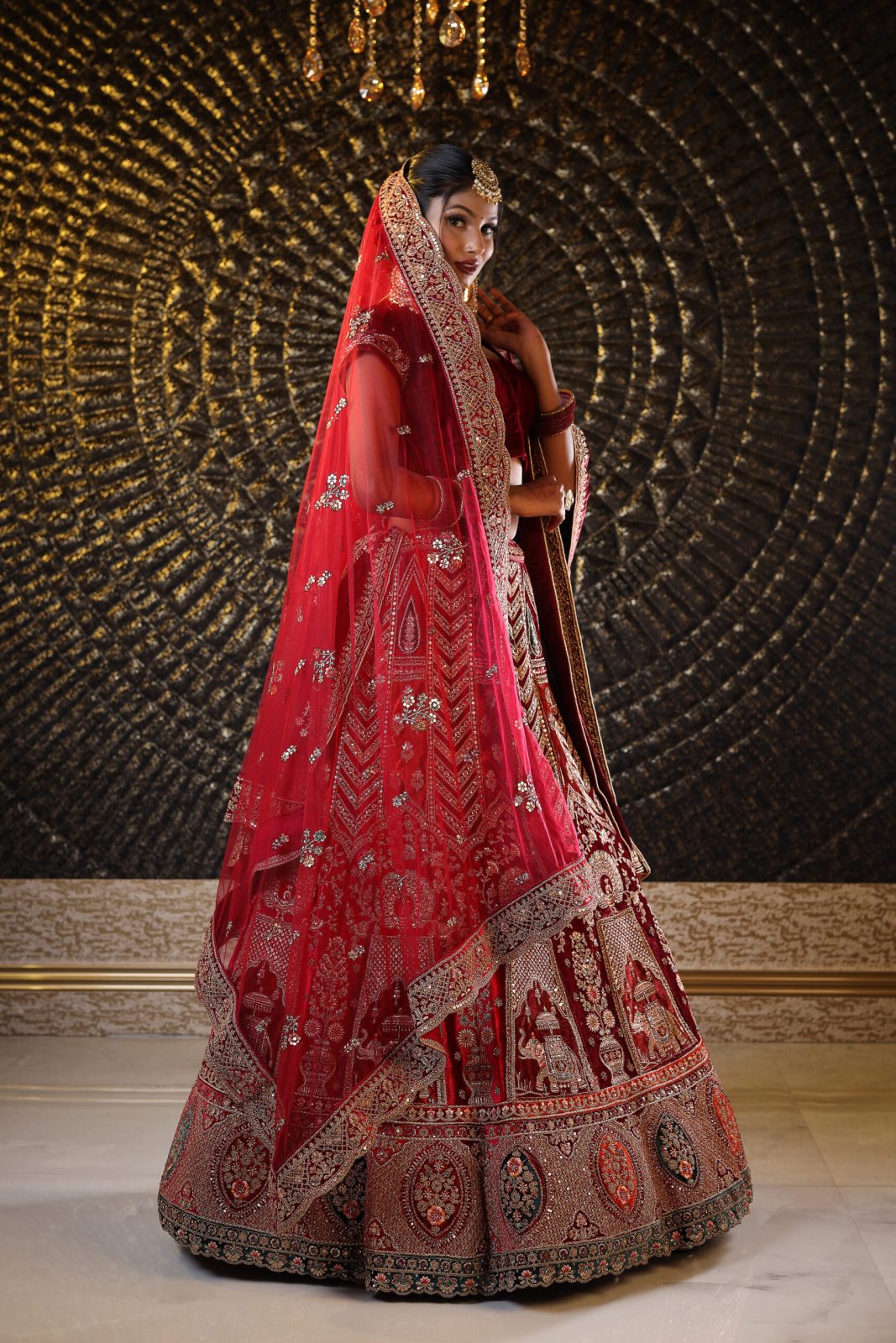 Rosewood Maroon Red Lehenga image 4