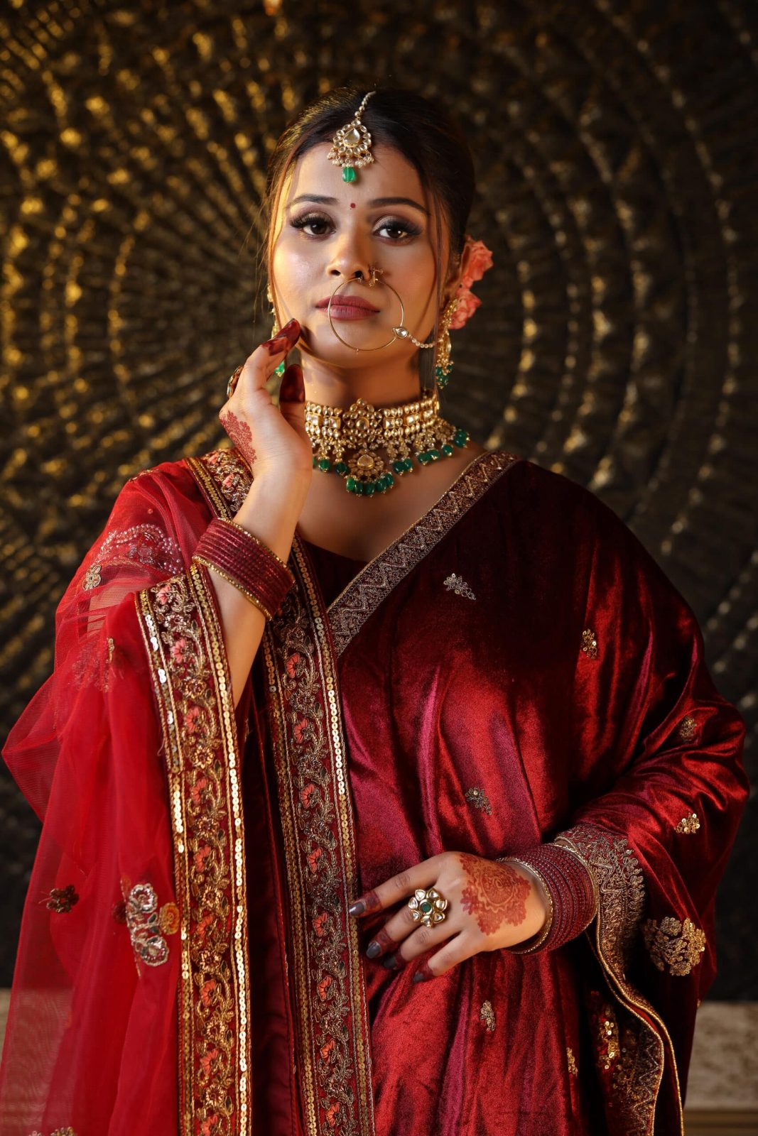 Copper Shades Royal Maroon Silk Lehenga image 1