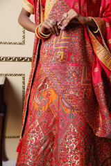 Amber Red Banarasi Lehenga image 2