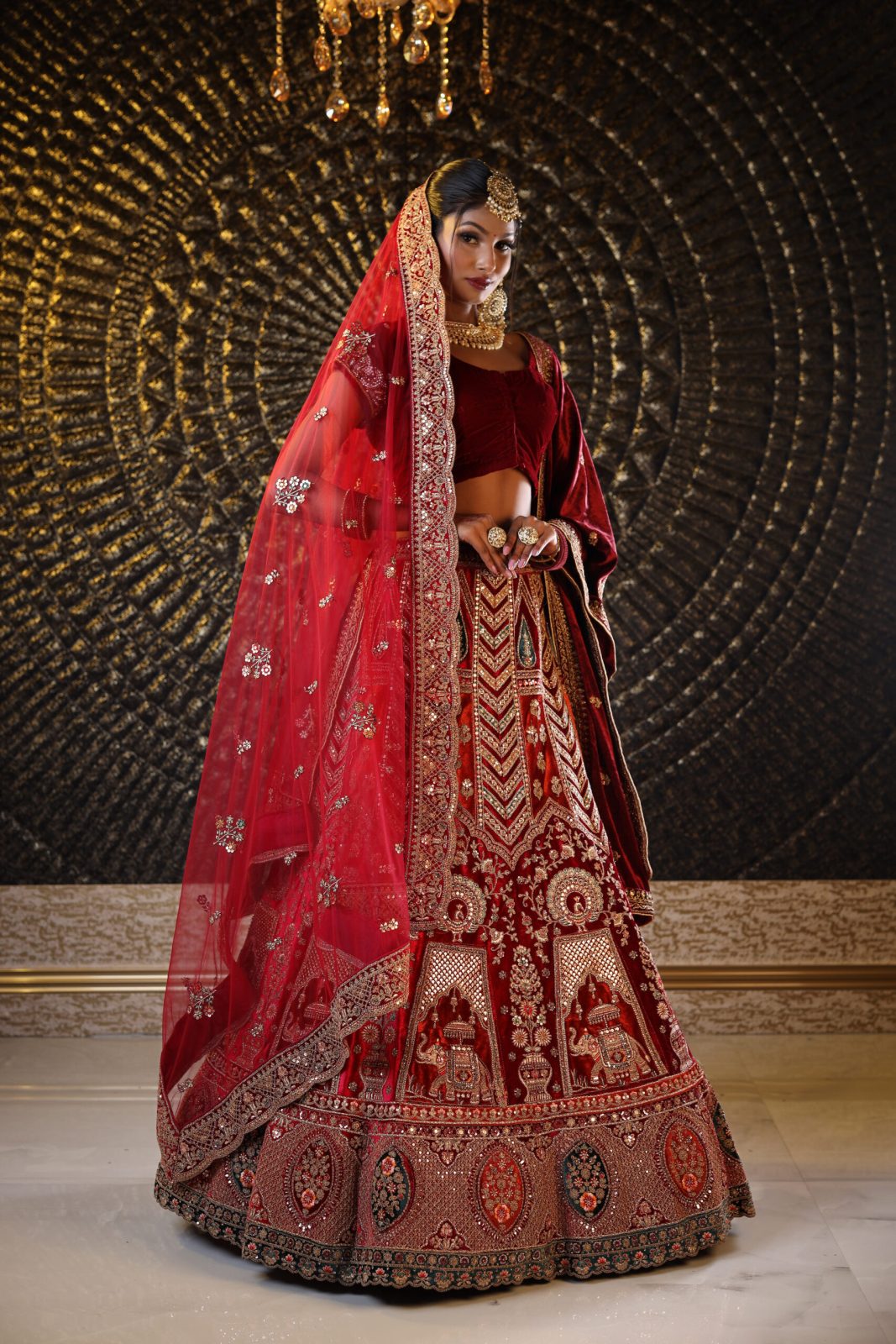 Rosewood Maroon Red Lehenga image 1